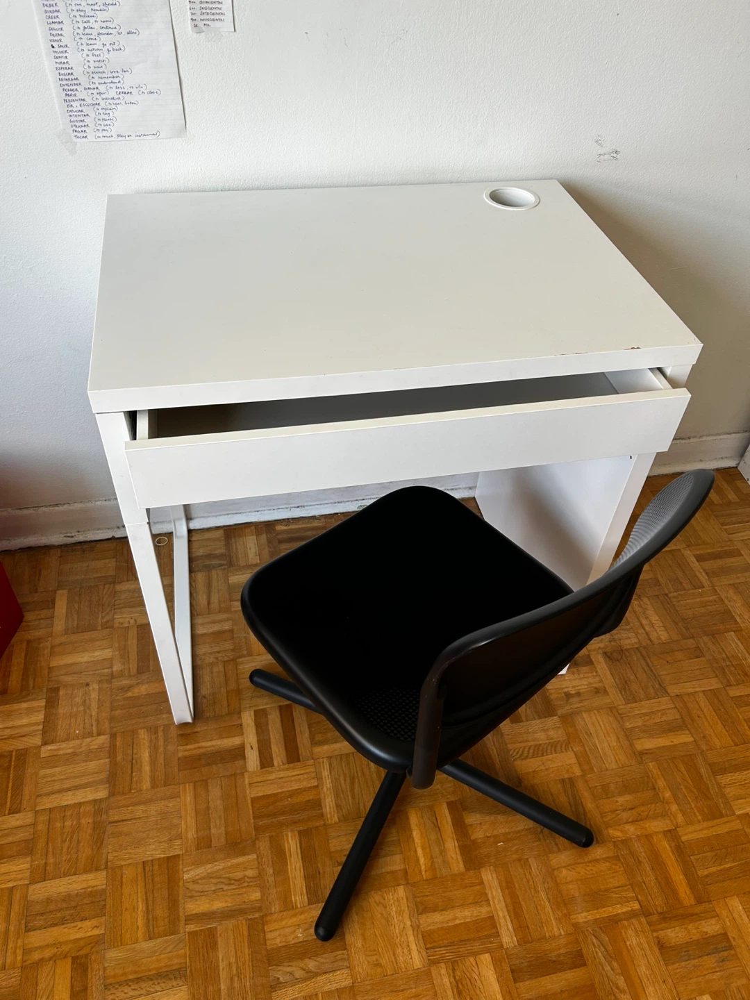 IKEA Micke White Desk Black Chair