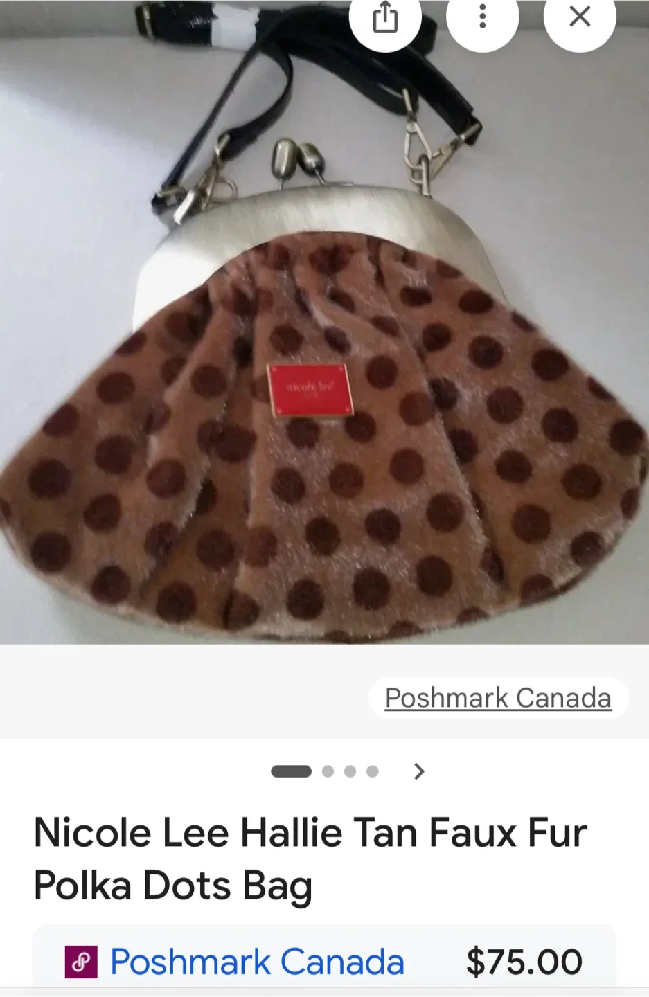 Nicole Lee Hallie Tan Faux Fur Polka Dot Bag image indicator(3)
