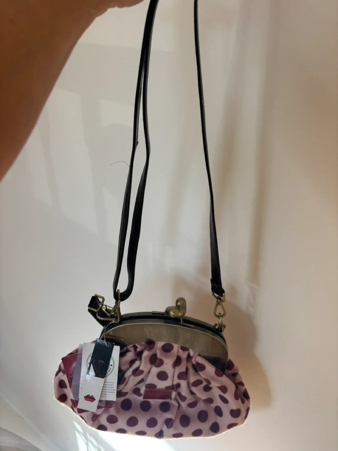 Nicole Lee Hallie Tan Faux Fur Polka Dot Bag image indicator(2)