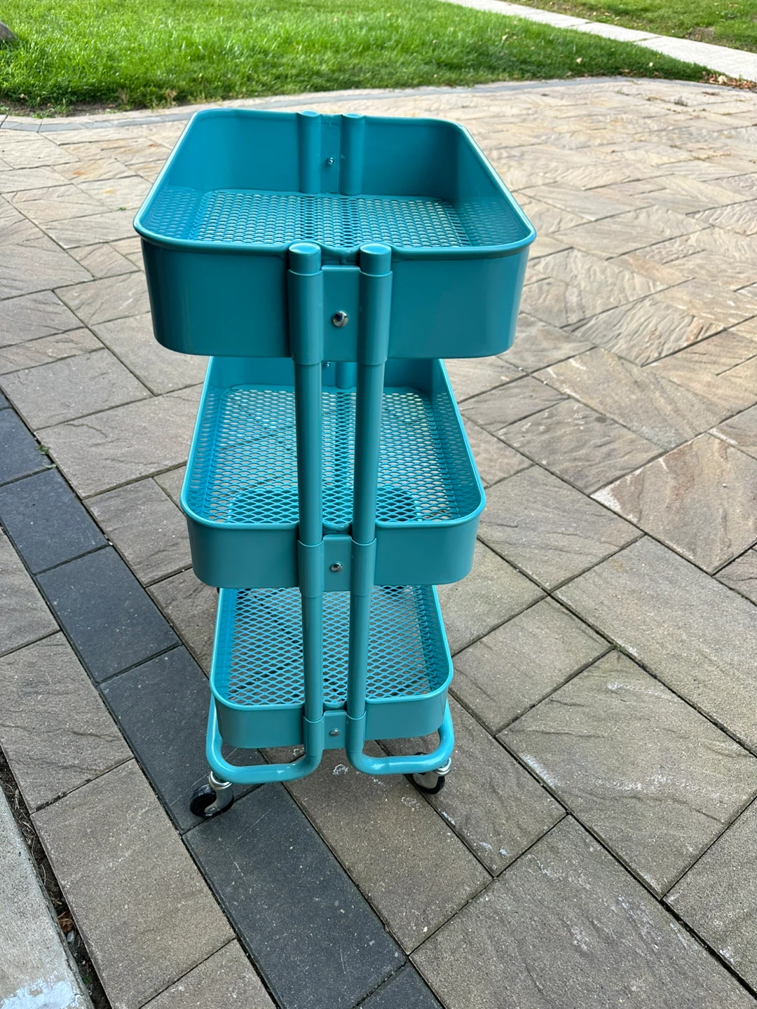 Turquoise 3-Tier Rolling Cart - IKEA