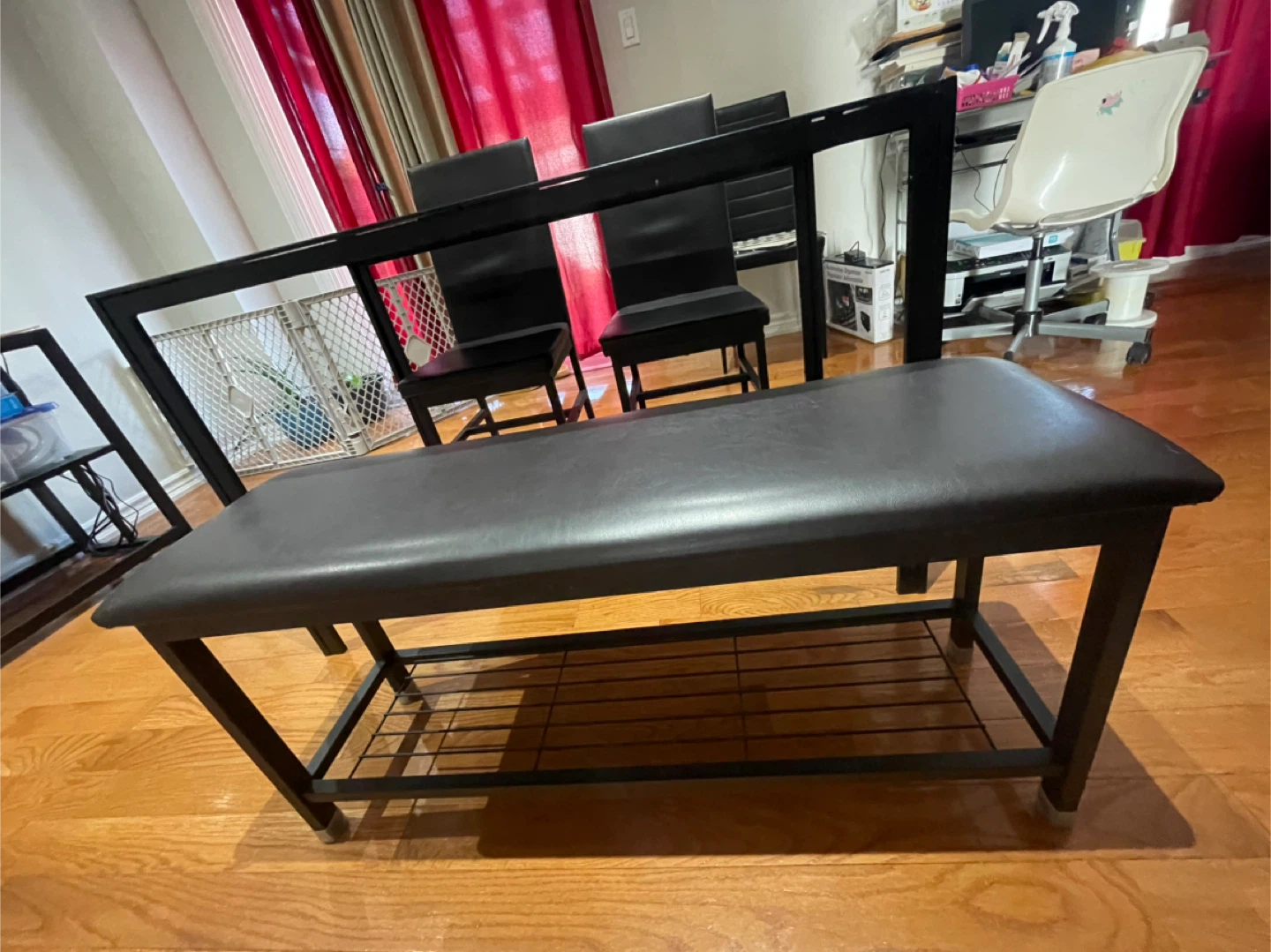 Black Dining Table Set with 2 Chairs and Bench - photo 2
