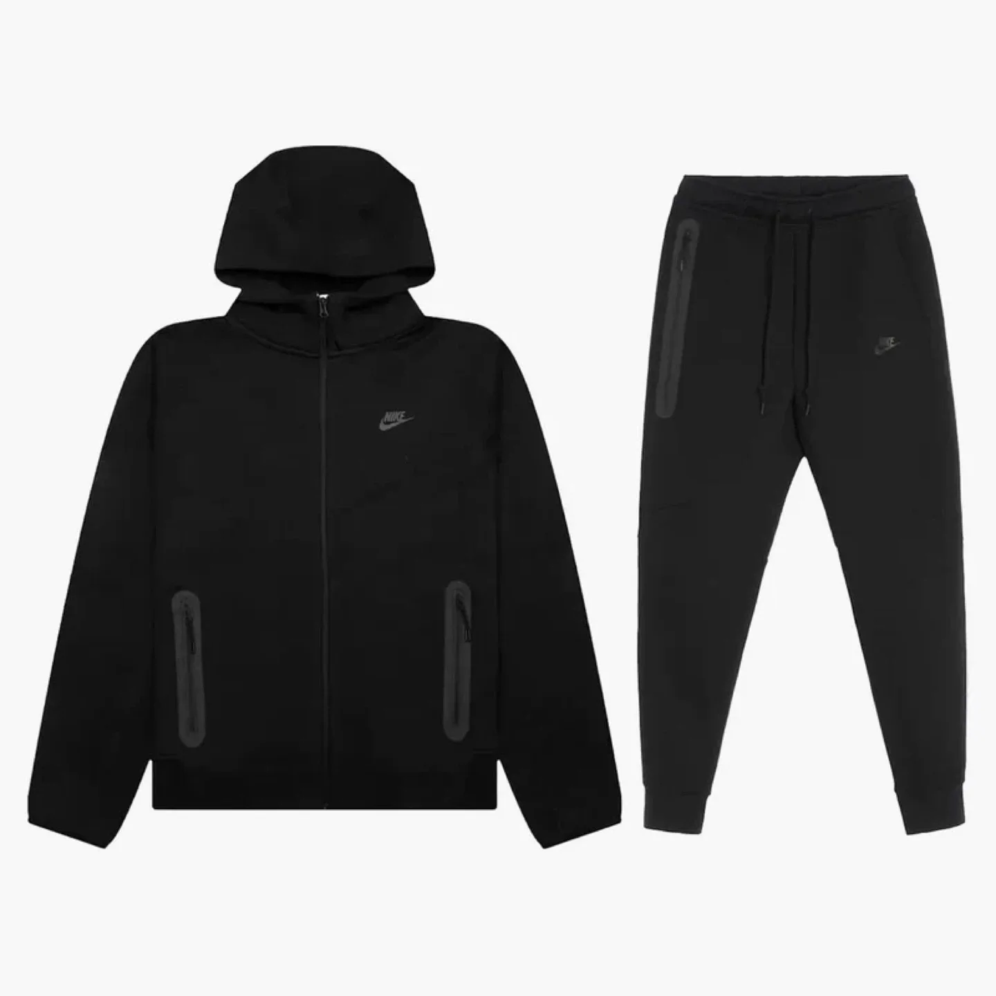 Top and bottom, Nike Tech Fleece Black Tracksuit