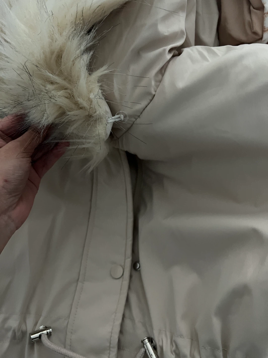 Beige Winter Coat with Fur Hood - photo 5