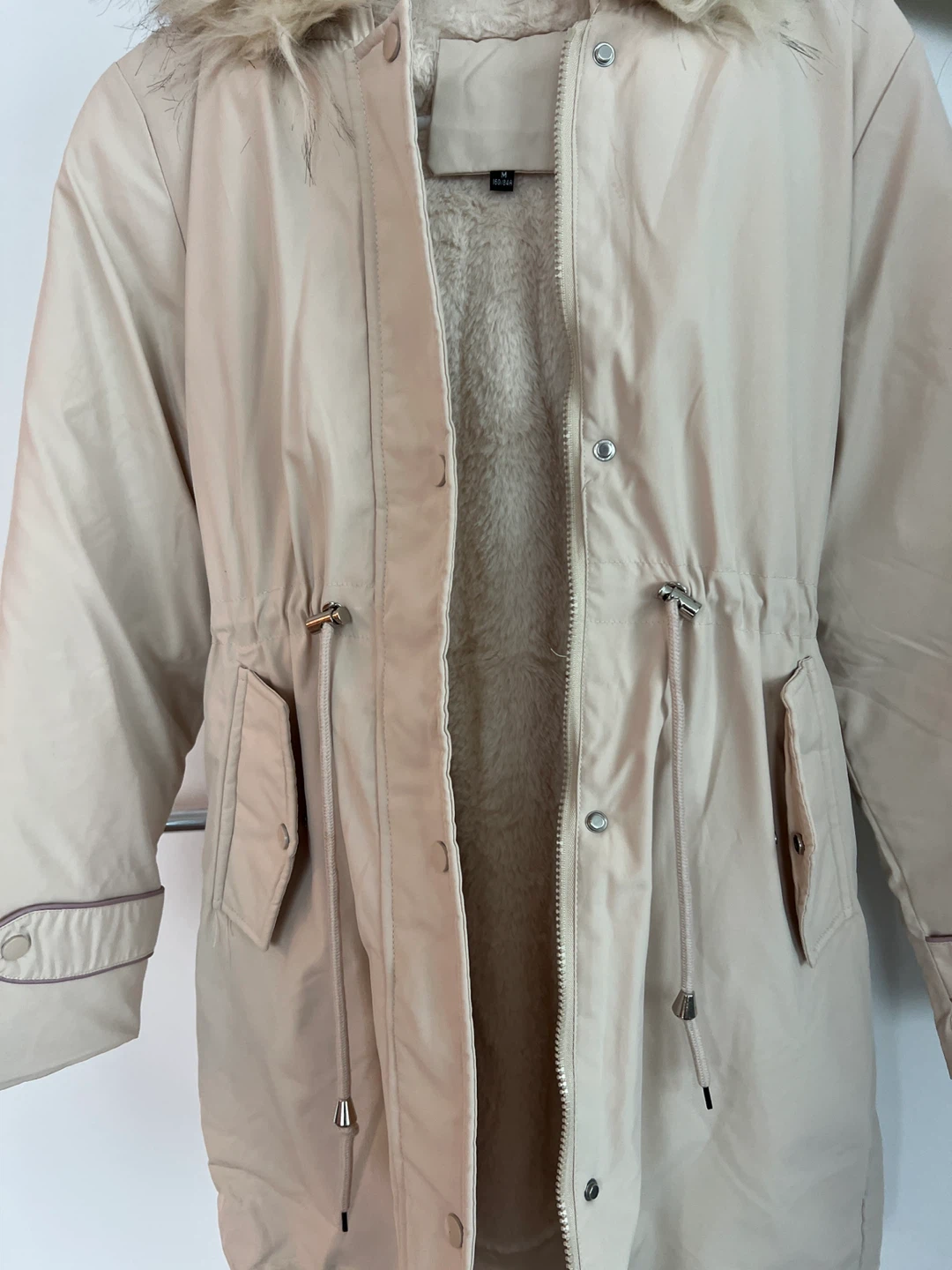 Beige Winter Coat with Fur Hood - photo 2