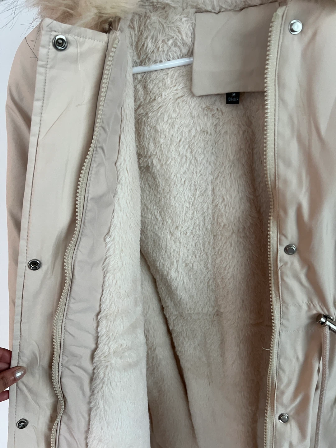 Beige Winter Coat with Fur Hood - photo 3