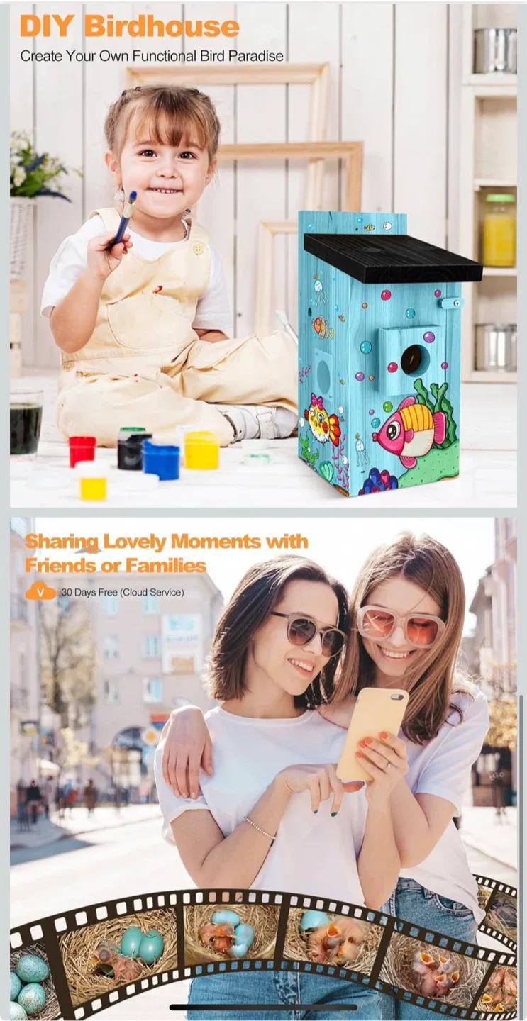 New Smart Wooden Birdhouse with Camera image indicator(6)