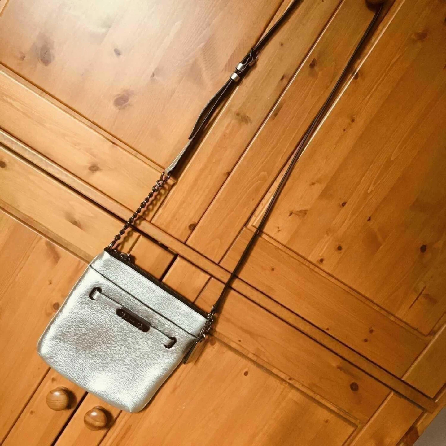 NEW Coach Silver LEATHER Crossbody PURSE HANDBAG retail $375 - photo 2