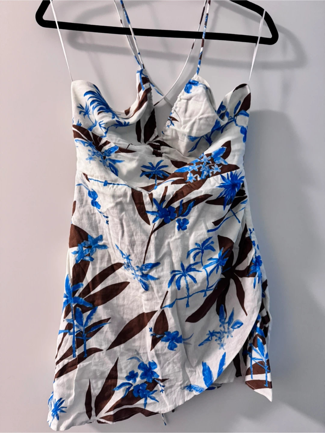 Zara White & Blue Floral Mini Dress - XS