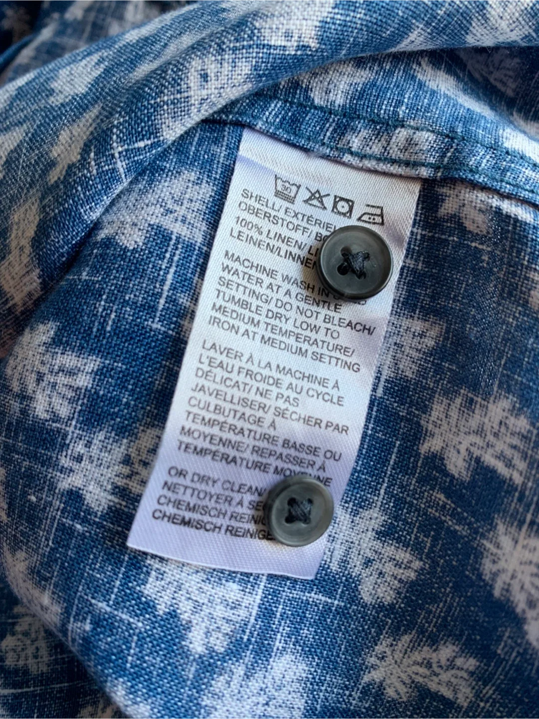 Black Brown 100% Linen Men’s Shirt, Size L image indicator(5)