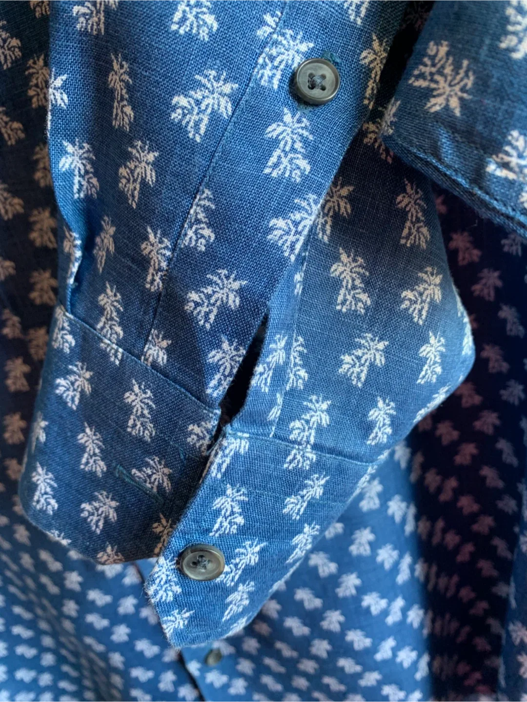 Black Brown 100% Linen Men’s Shirt, Size L image indicator(3)