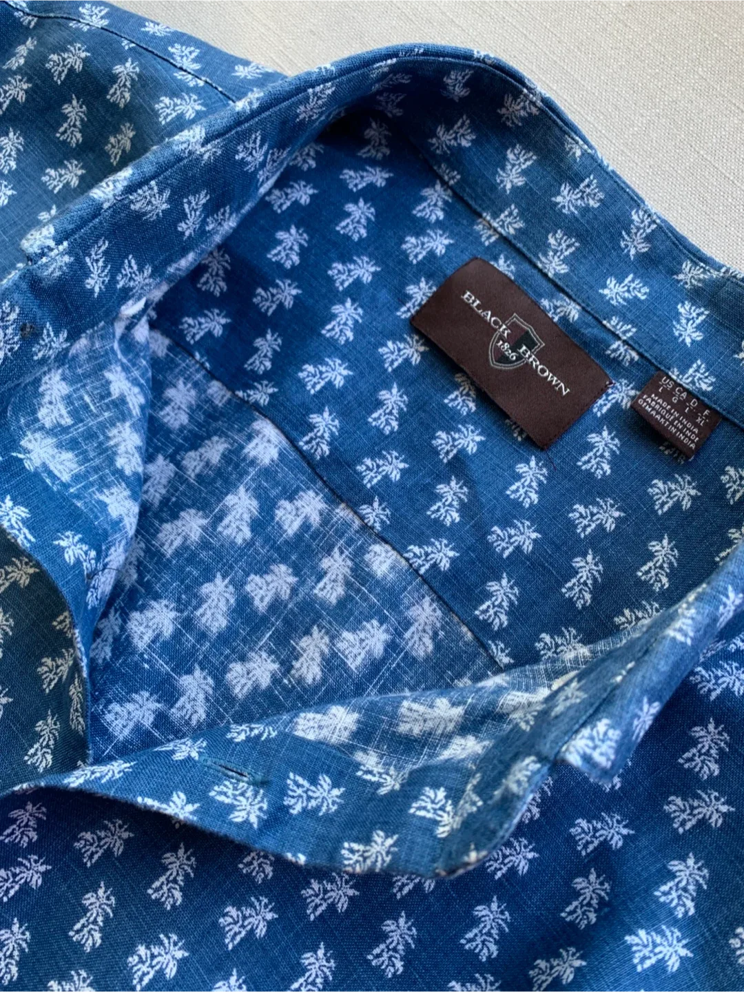 Black Brown 100% Linen Men’s Shirt, Size L image indicator(8)