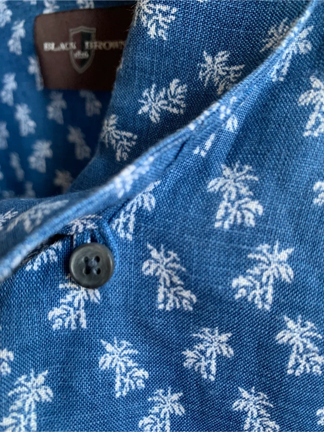 Black Brown 100% Linen Men’s Shirt, Size L image indicator(7)