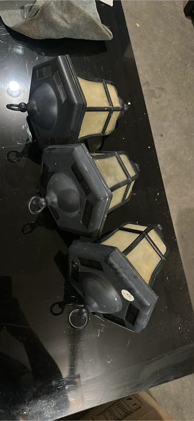 3 Outdoor Solar Powered Hanging Lanterns thumbnail