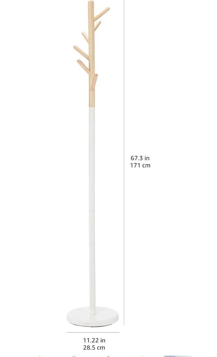 *Brand New* Standing Coat and Hat Rack - Wood & White image indicator(5)