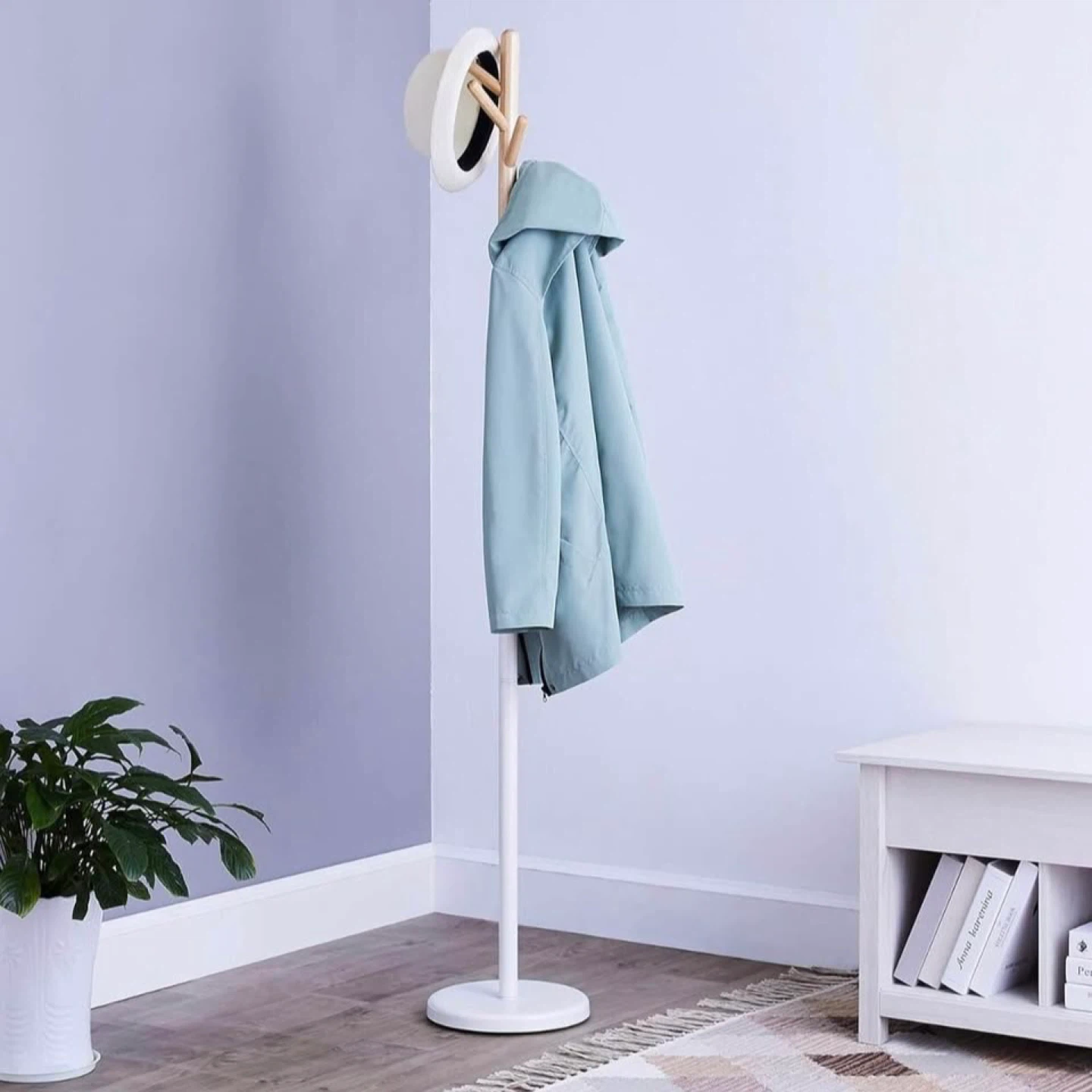 *Brand New* Standing Coat and Hat Rack - Wood & White - photo 4