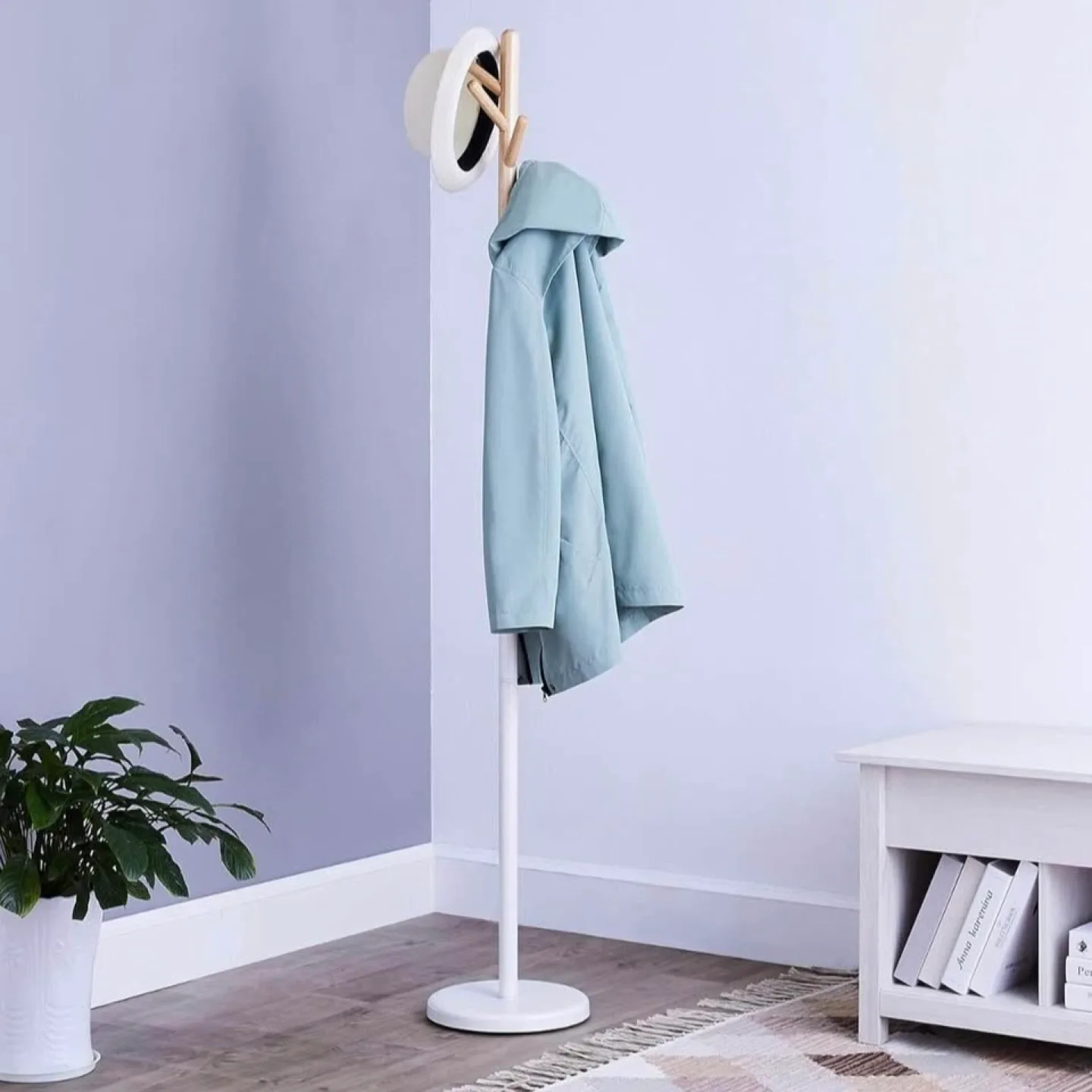 *Brand New* Standing Coat and Hat Rack - Wood & White image indicator(4)