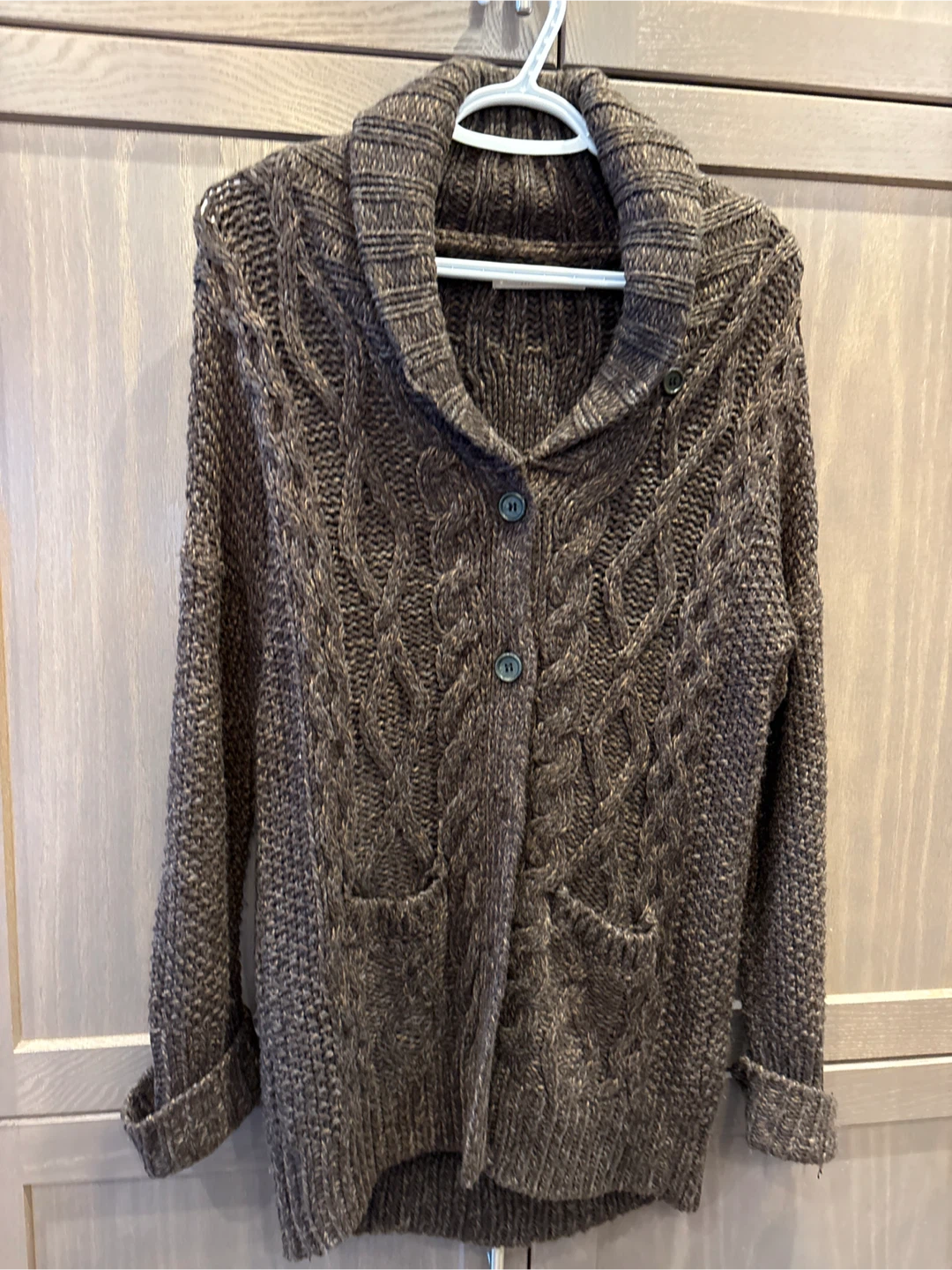 Global Work Brown Knit Cardigan - Size M