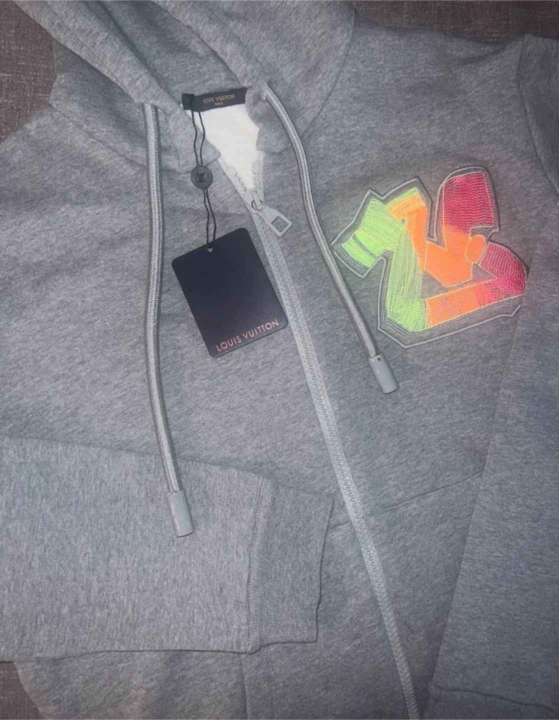 3D LV Graffiti Embroidered Zipped Hoodie image indicator(5)