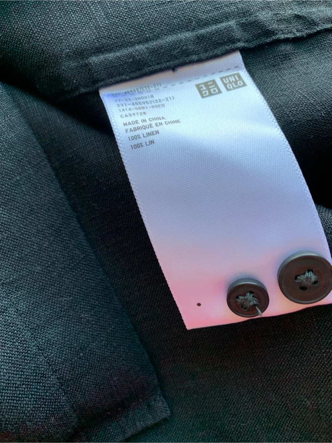 Uniqlo Black 100%Linen Shirt -Size XL image indicator(6)
