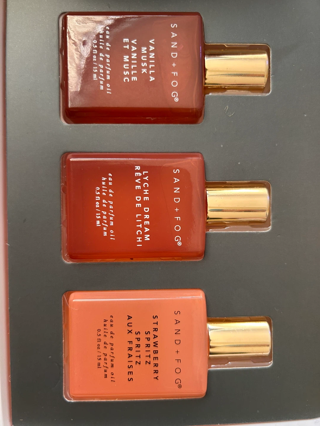 Sand + Fog Perfume Oil Set (Vanilla, Lychee, Strawberry)