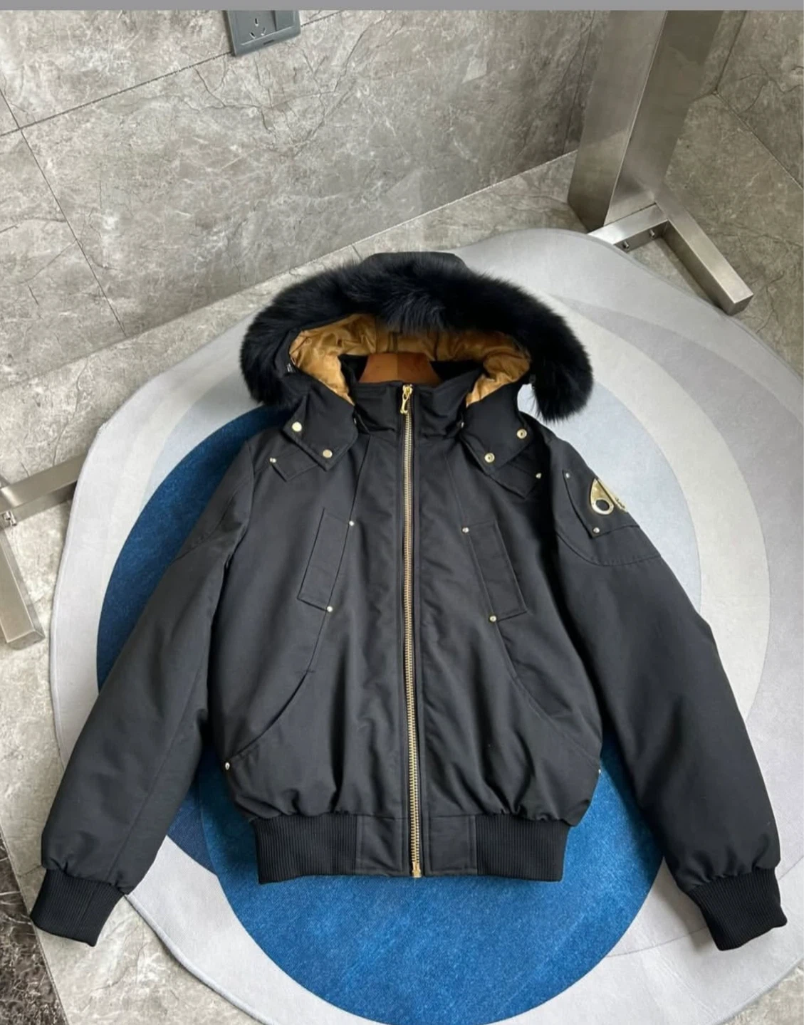 Moose Knuckles Black Down Bomber Jacket - 1:1