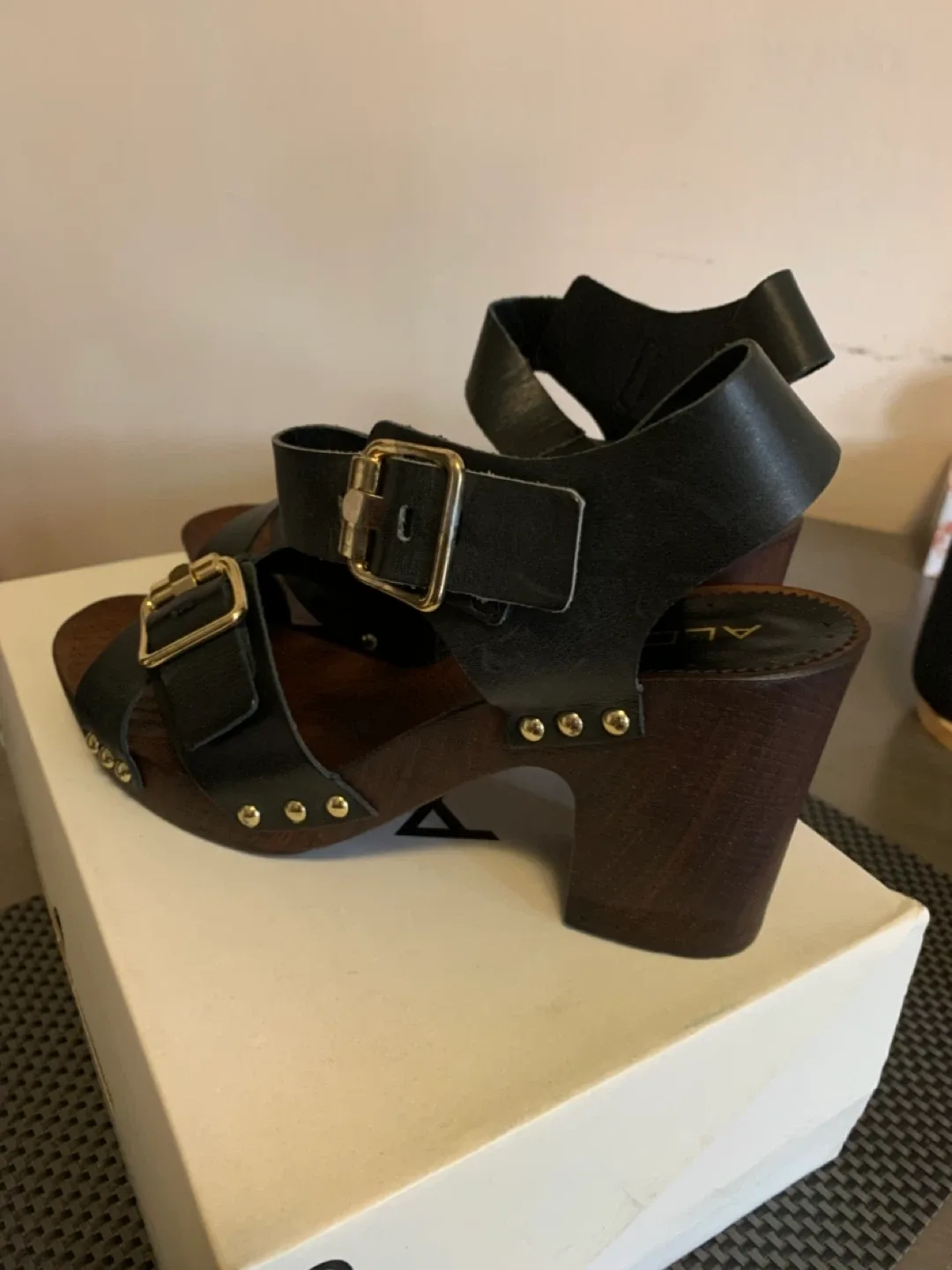 Aldo Black Leather Heeled Sandals image indicator(4)