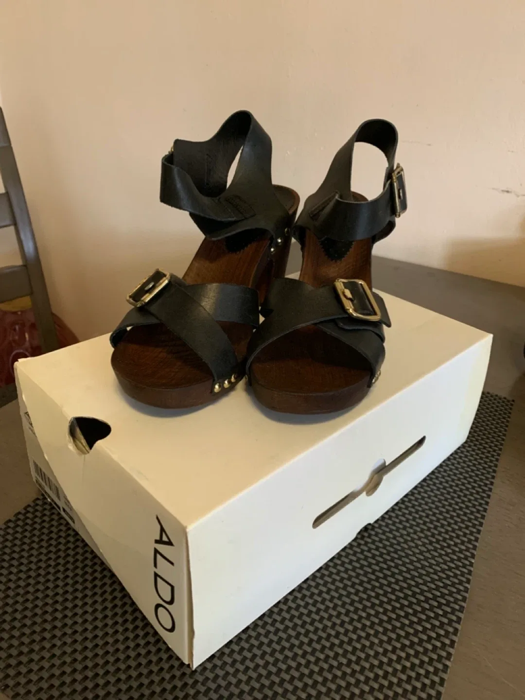 Aldo Black Leather Heeled Sandals image indicator(3)