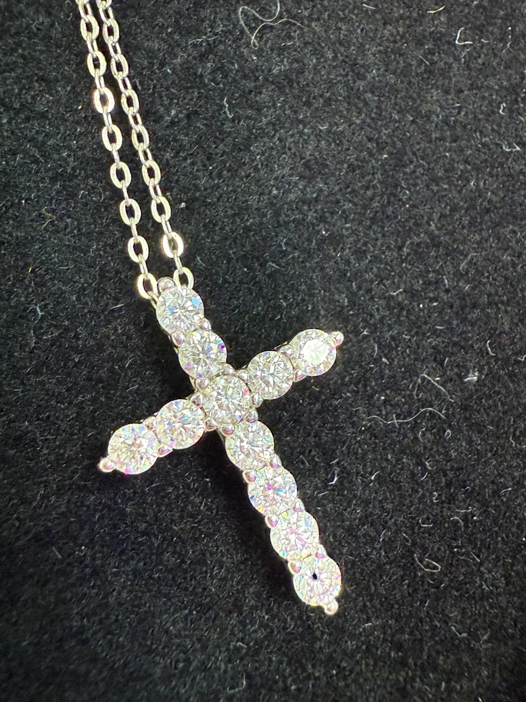 New Cross Silver Pendant Necklace with moissanite stones image indicator(4)