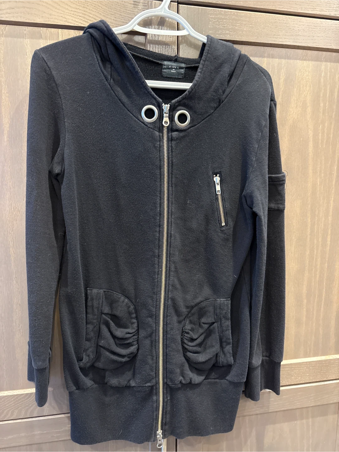 AS KNOW AS de base Black Zip-Up Hoodie