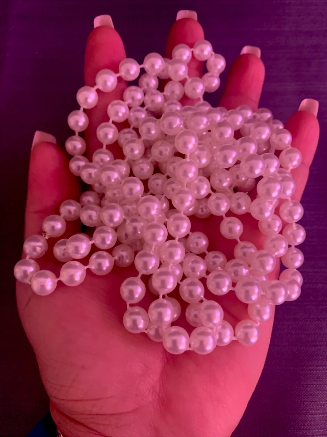 70 inches white faux Pearl Necklace image indicator(5)