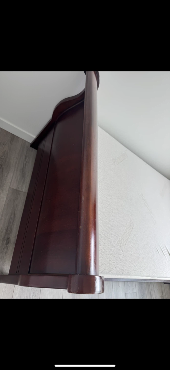 Dark Wood Sleigh Bed Frame - photo 3