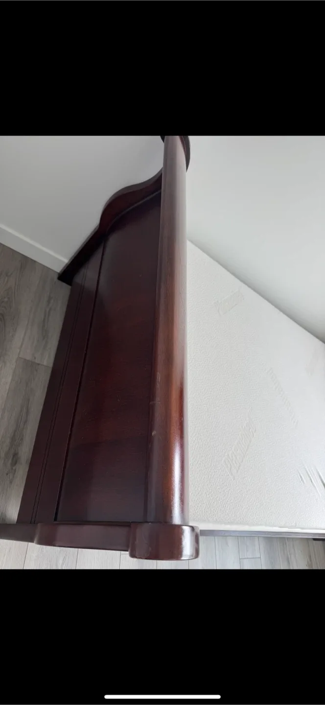 Dark Wood Sleigh Bed Frame with PlasmaBed Mattress image indicator(3)