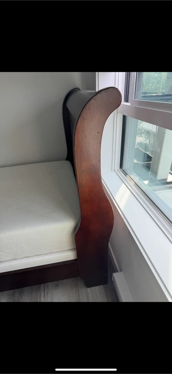 Dark Wood Sleigh Bed Frame with PlasmaBed Mattress image indicator(2)