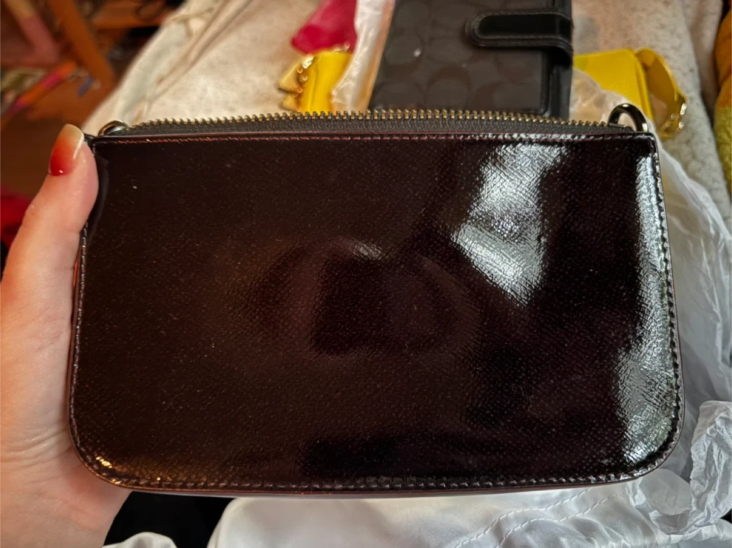 Coach Dark Red Patent Leather Chain Bag image indicator(3)