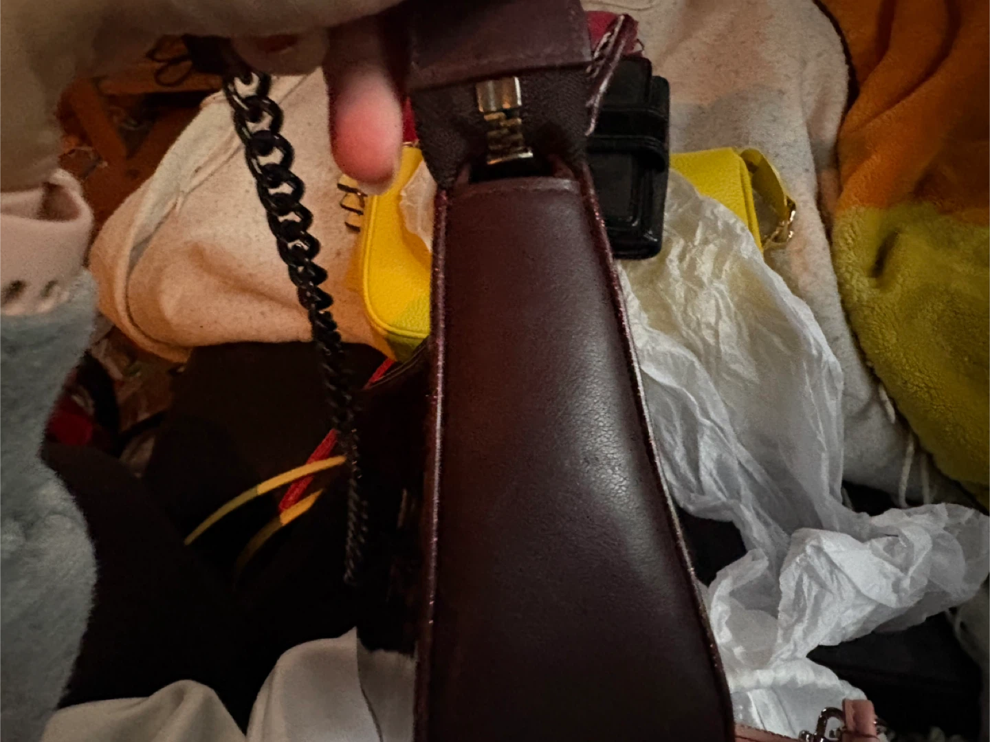 Coach Dark Red Patent Leather Chain Bag - photo 5