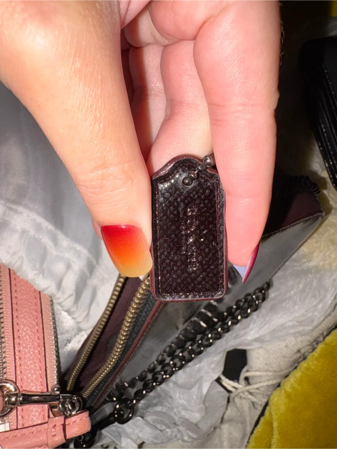 Coach Dark Red Patent Leather Chain Bag image indicator(8)