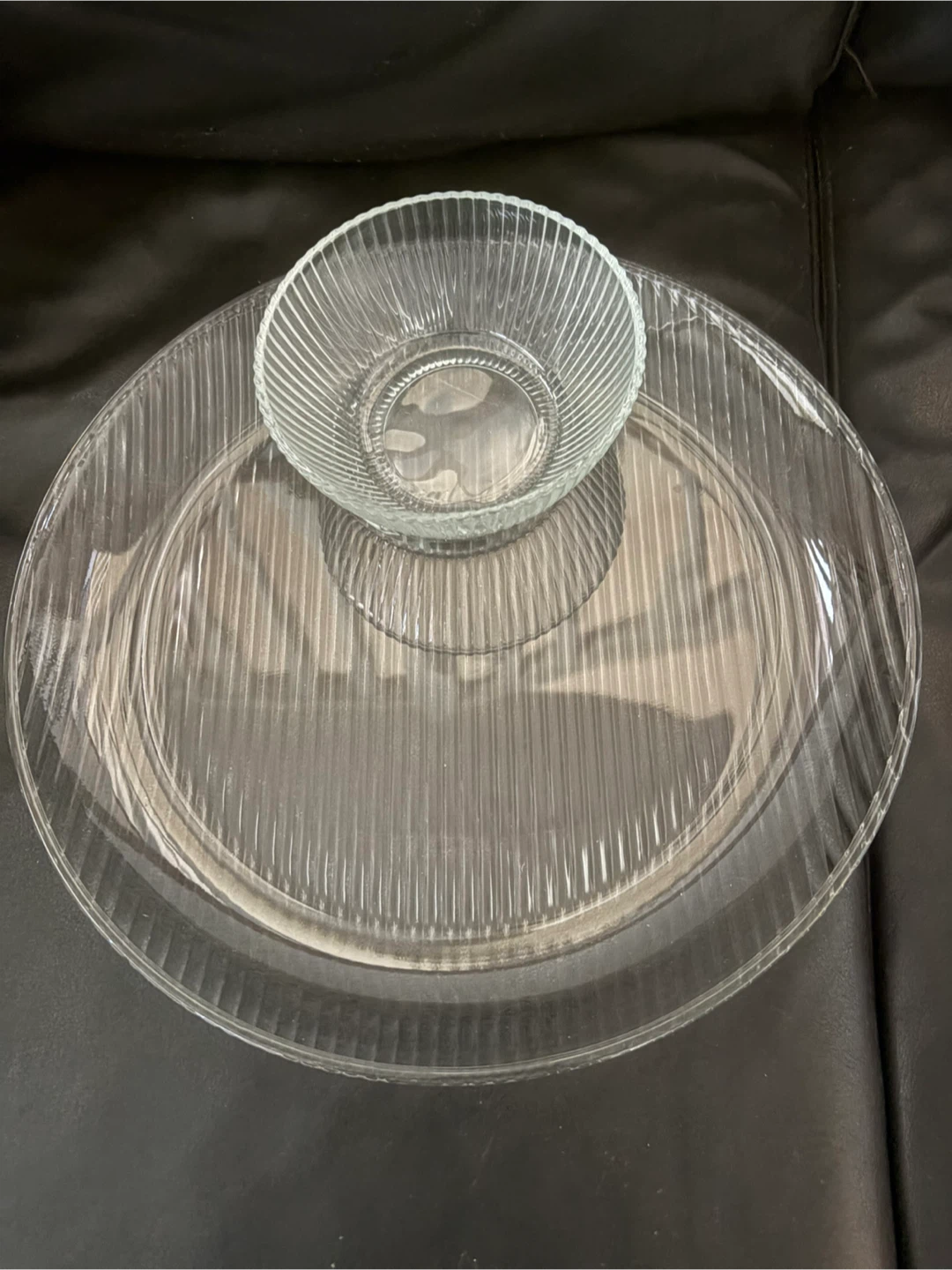 Glass Chip and Dip Serving Set