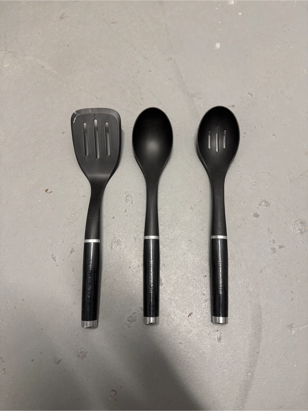 KitchenAid Black Utensil Set - Spatula, Spoon, Slotted Spoon