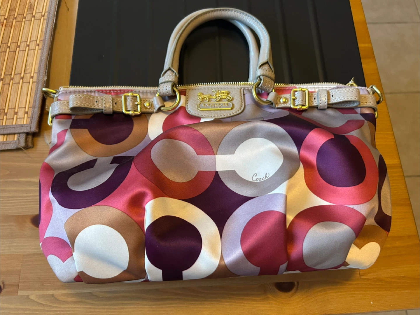 Coach Poppy Tartan Glam Tote