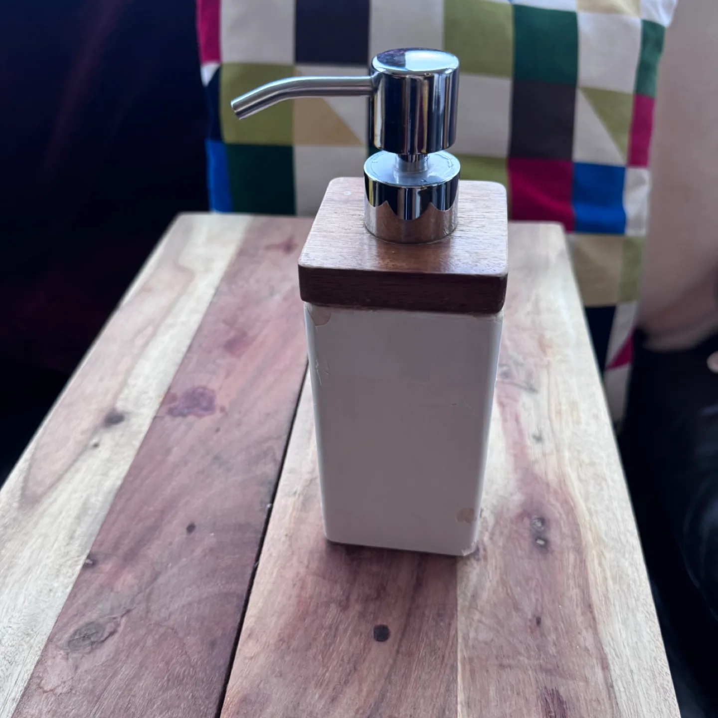 Soap Dispenser - White and Wood image indicator(4)