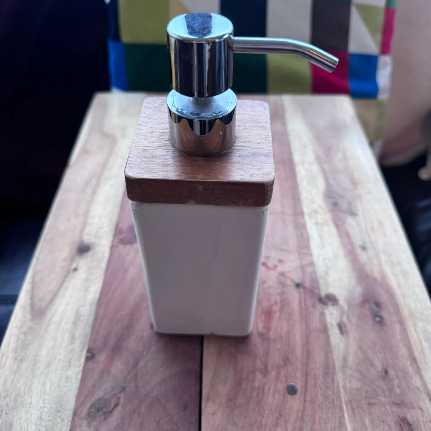 Soap Dispenser - White and Wood image indicator(2)