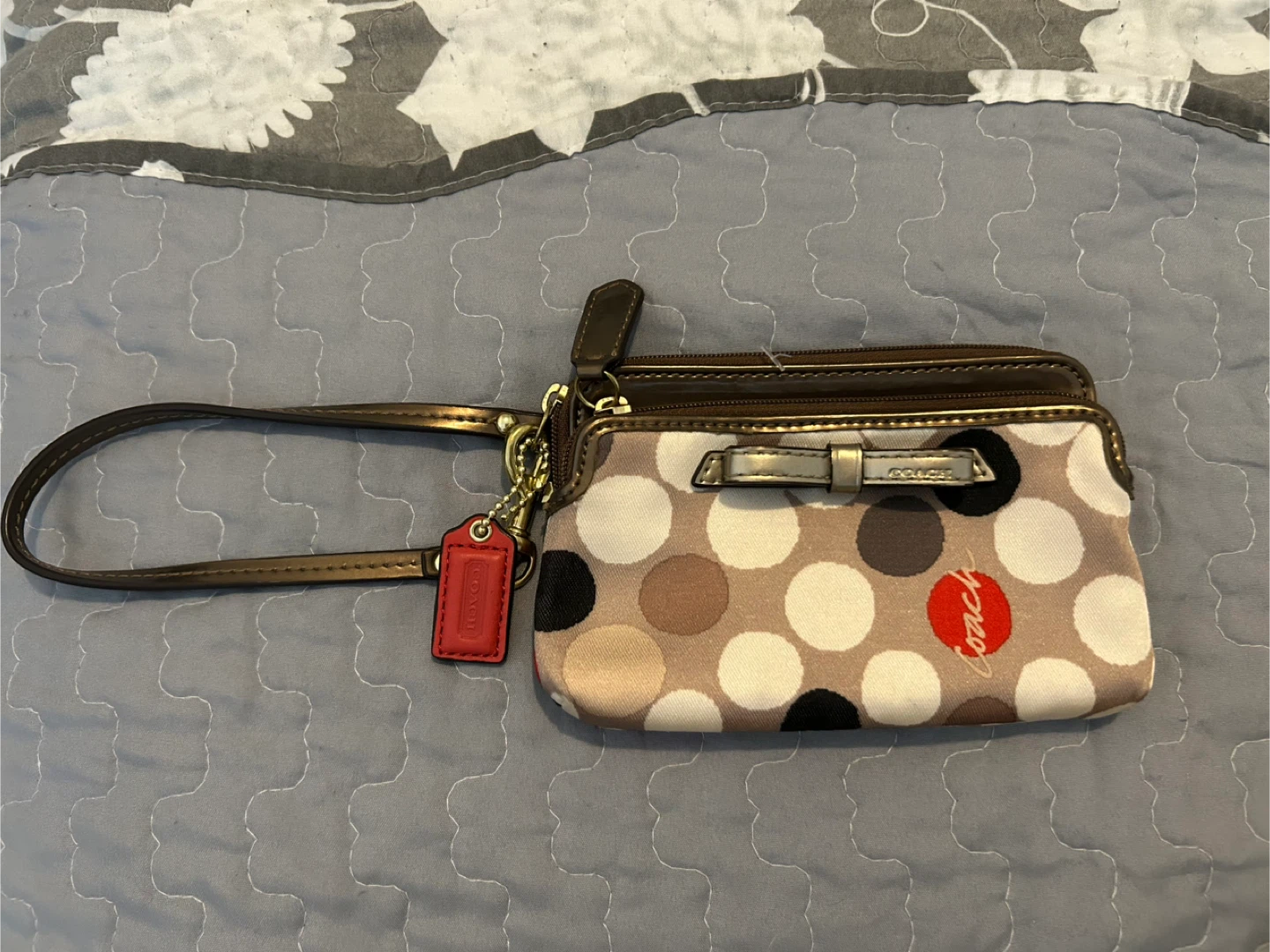 Coach Wristlet with Polka Dot Design