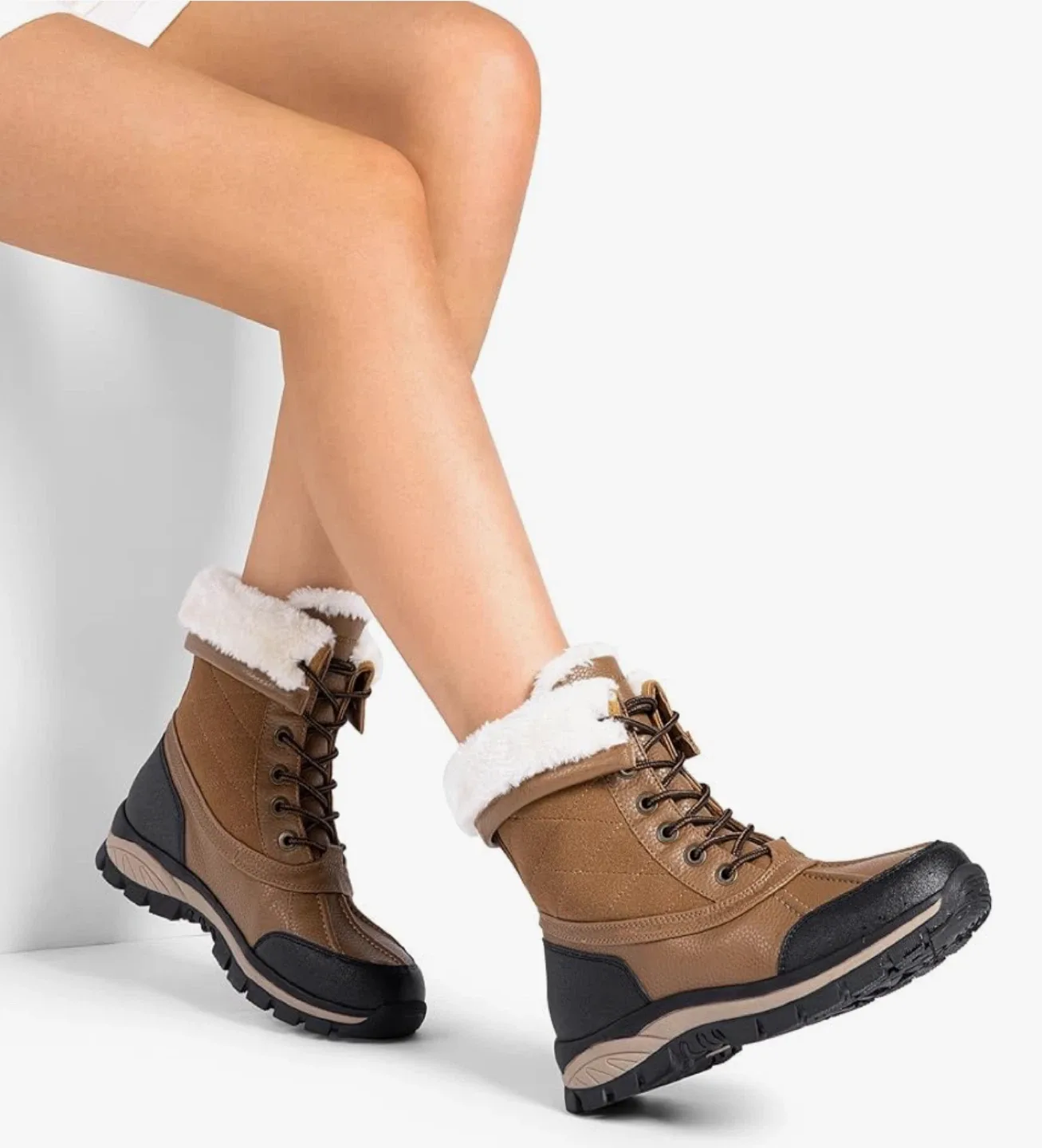 Brown Lace-Up Winter Snow Boots(size 9) image indicator(2)