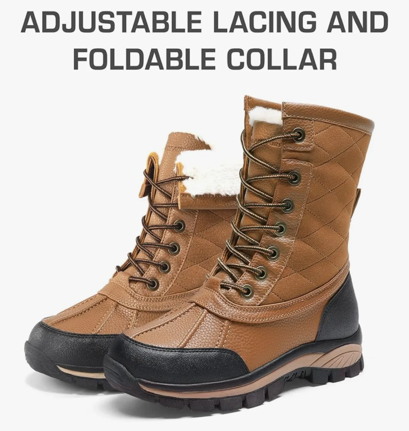 Brown Lace-Up Winter Snow Boots(size 9) image indicator(4)