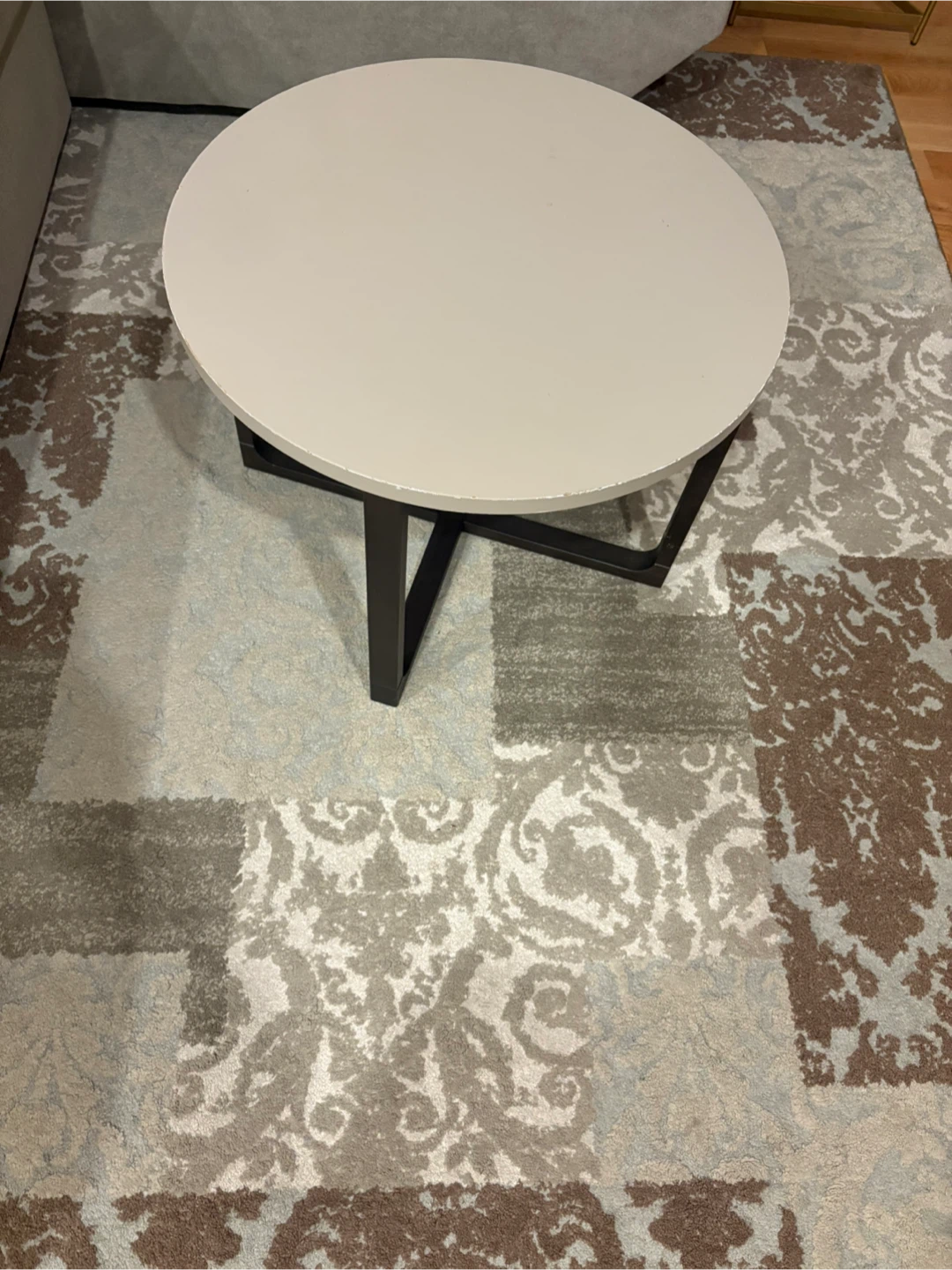 Round Side Table - Neutral Top, Black Legs - photo 2