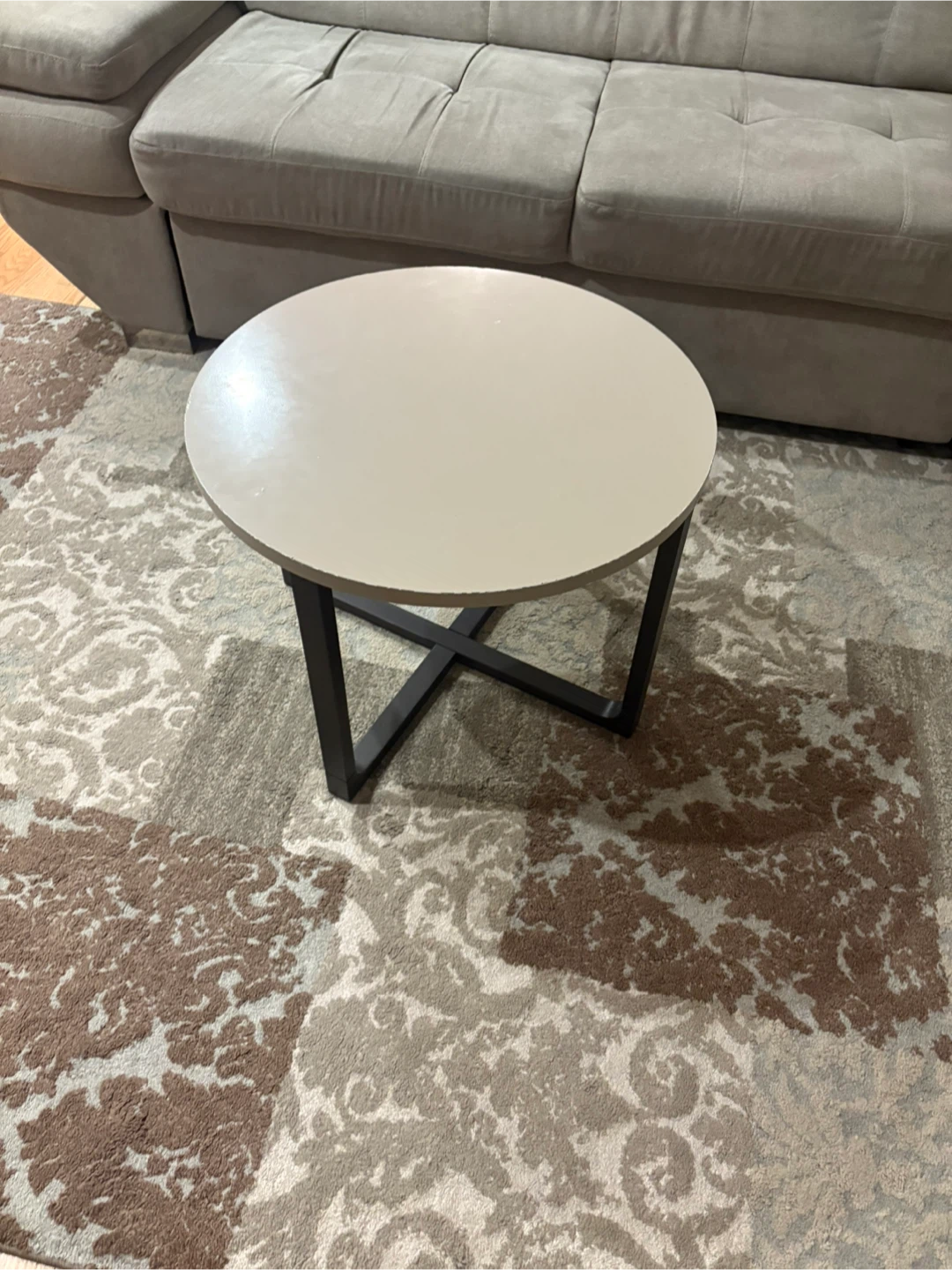 Round Side Table - Neutral Top, Black Legs - photo 4