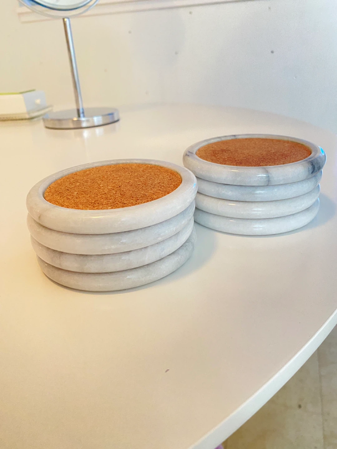 Marble & Cork Coasters (Set of 8)