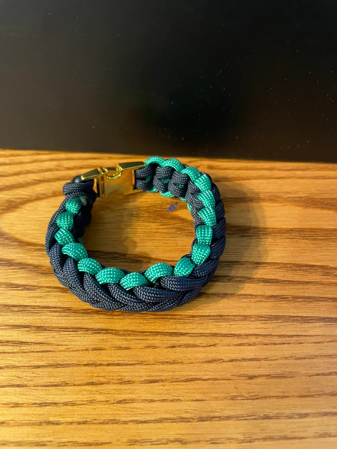 - Handmade Unisex Braided Paracord Bracelet Black & Green - photo 3
