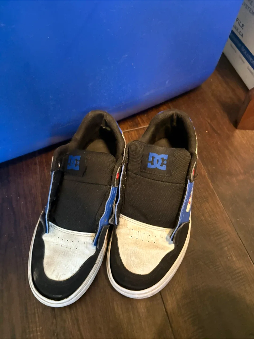 Boys DC Shoes White, Blue, Black - Size 5