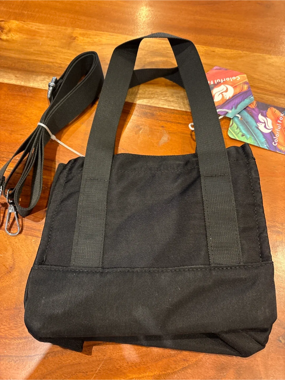 New - Small Black Tote Bag with Strap image indicator(4)
